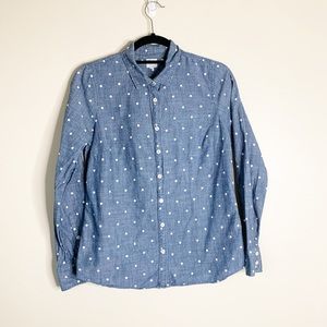 J crew Polka dot chambray shirt
